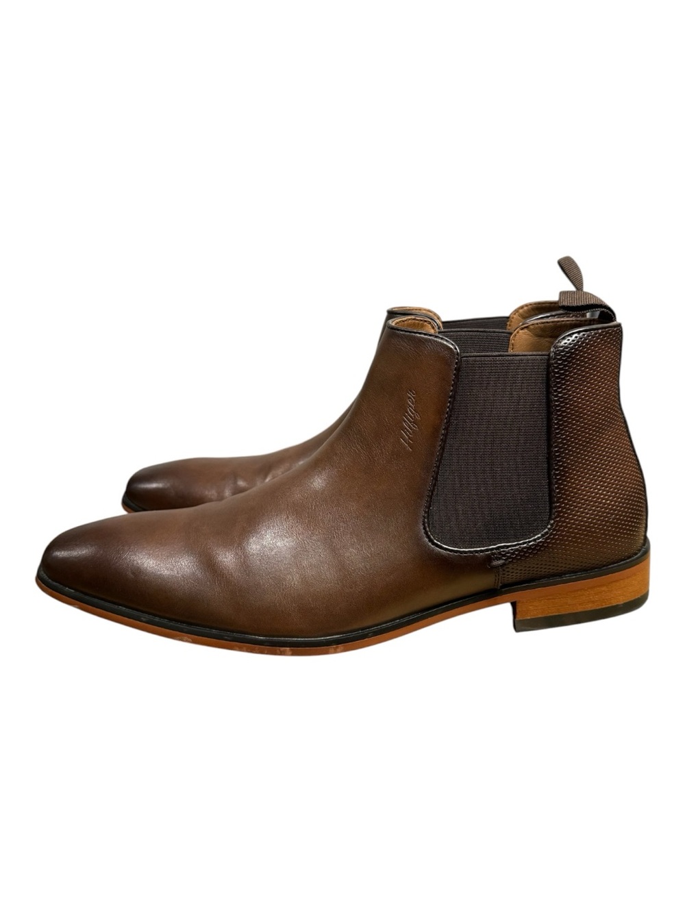 Tommy Hilfiger Sesame Mens 10.5M Brown Chelsea Boots Burnished Dress Ankle
